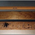 d02-woodys-artwork-1996  ansichten der holzleiste mit frass-spuren von woody dem holzwurm