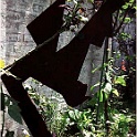 h stahl-fundkunst-1989  fundkunst grosse figur aus eisen ( unbearbeitet ) ca.170cm hoch 1cm dick ( nach 1989 nicht mehr existent )